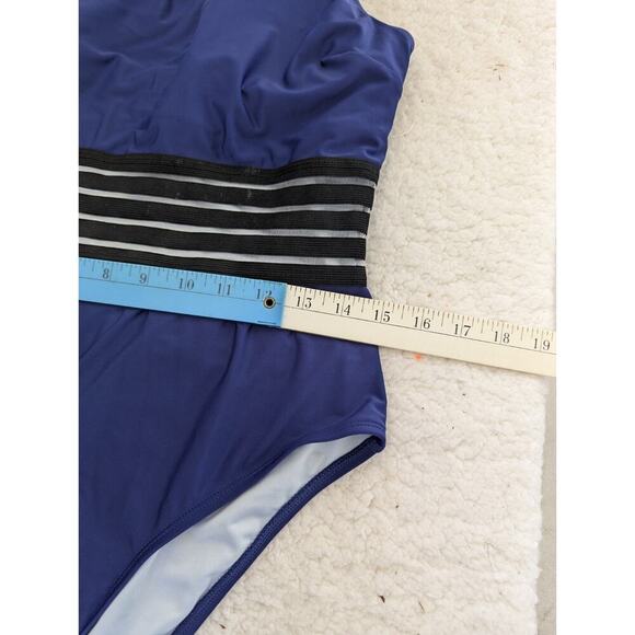 Cupshe Womens One Piece Swimsuit Size Large Blue Sheer One Shoulder - Picture 4 of 11